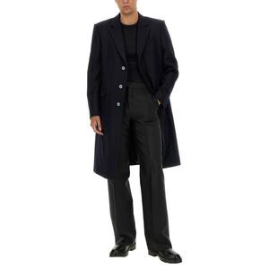 GIVENCHY Single-Breasted Wool Blend Overcoat Men BLUE Outerwear
